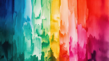 Rainbow watercolor painted background. Abstract rainbow watercolor background.の素材