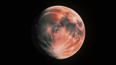 View of the planet Mars from space during a sunrise 3d renderingの素材