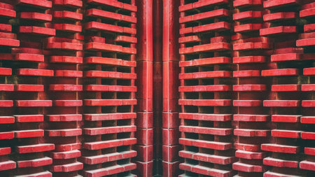 Red brick wall pattern for background - vintage filter and light leak effectの素材