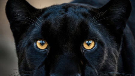 Close-up of a black panther (Panthera leo)の素材