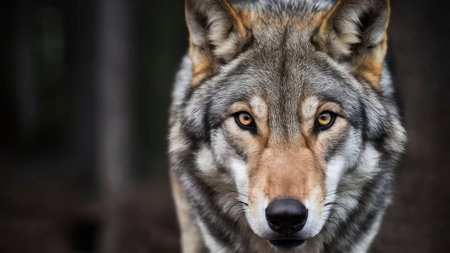 Portrait of a gray wolf (Canis lupus)の素材