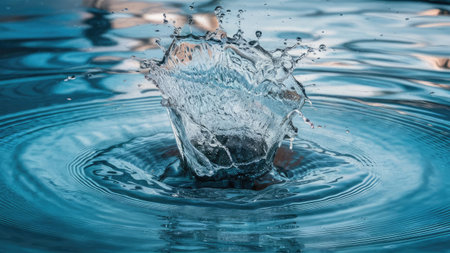 water drop collision on a water surface with ripples and ripplesの素材