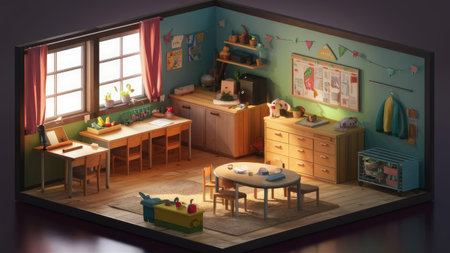 Interior of the children's room. 3D illustration. 3D CG. High resolution.の素材