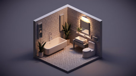 Bathroom interior. 3D illustration. Bathroom concept.の素材
