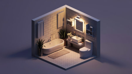 Bathroom interior in isometric view. 3D rendering.の素材