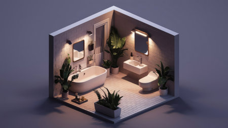 Bathroom interior design. 3D illustration. 3D CG. High resolution.の素材