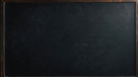 Empty blackboard with chalk on wood texture background. Top view.の素材
