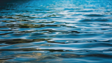 Blue water background with ripples and waves. Close-up.の素材