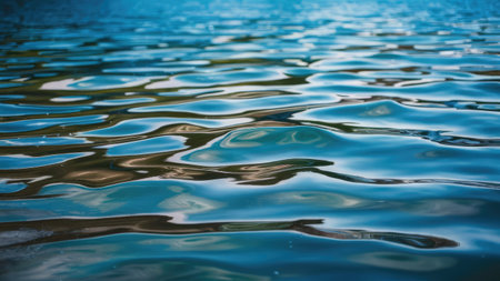 Blue water surface with ripples. Abstract background and texture for design.の素材