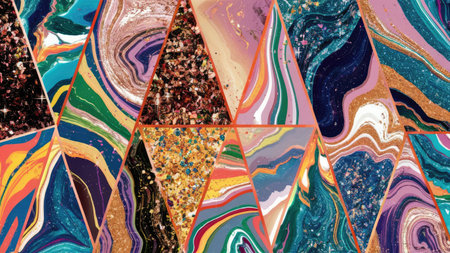 Set of abstract marbling patterns. Marbling texture design. Agate ripple pattern. Gold powder.の素材
