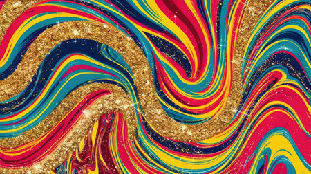 Multicolored abstract background with gold glitter. Vector illustration. EPS 10の素材