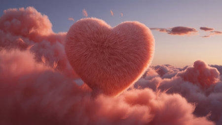 Heart in the clouds. 3d illustration. Valentine's day background.の素材