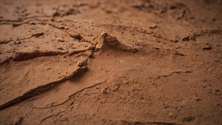 Close up of dry soil texture. Natural background. Toned.の素材