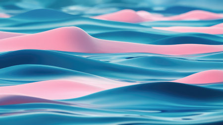 Abstract background of blue and pink waves. 3d rendering, 3d illustration.の素材
