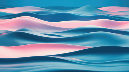 3D render of abstract wavy background with pink and blue colorsの素材