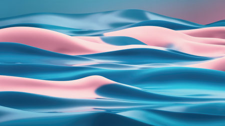 Abstract 3d rendering of wavy liquid background. Smooth elegant wavy surface.の素材