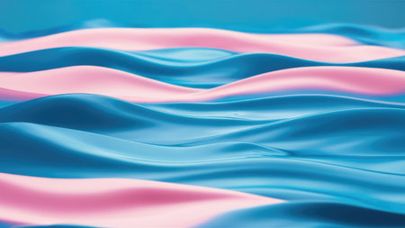 abstract background of blue and pink silk or satin with wavesの素材