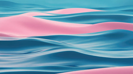 abstract pink and blue waves. 3d rendering, 3d illustration.の素材