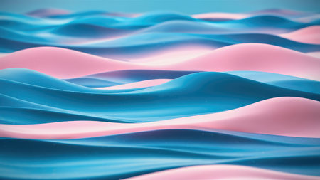 Abstract background of blue and pink waves. 3d rendering, 3d illustration.の素材