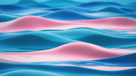 abstract background of blue and pink liquid waves, 3d renderの素材