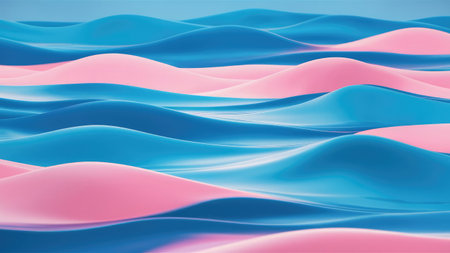 3d render, abstract wavy background, pink and blue wavesの素材