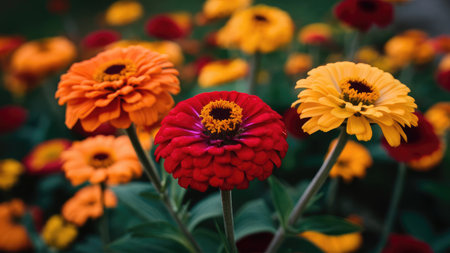 Zinnia flowers in the garden. (Selective focus)の素材