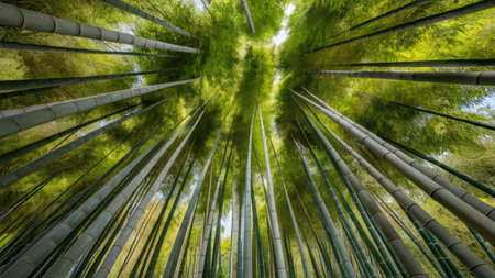 Bamboo forest in Japan. Panoramic view of bamboo forest.の素材