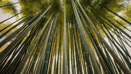 Bamboo forest with morning light in Arashiyama Kyoto Japanの素材