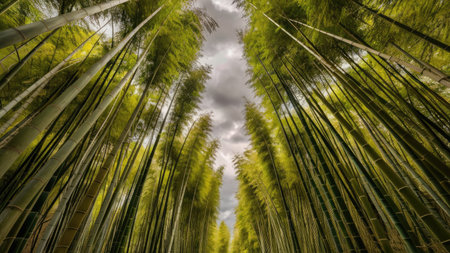 Bamboo forest and cloudy sky in Taipei,Taiwan.の素材