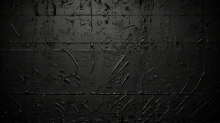Grunge black metal texture background with scratches and cracks. 3D illustrationの素材