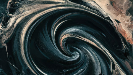 abstract background of the black and gold paint mixing in water.の素材