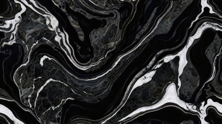 Black and white marble texture background. Marbling artwork. Agate ripple pattern. Gold powder.の素材