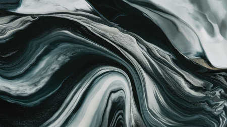 Abstract background of black and white liquid acrylic paint. Marbling textureの素材