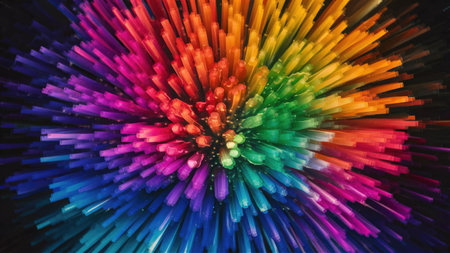 Abstract background from multi-colored straws of different colors, close-upの素材