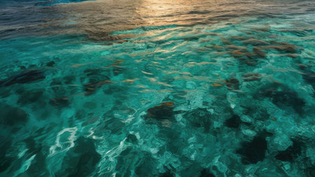 Turquoise water of the sea in the evening. Natural backgroundの素材