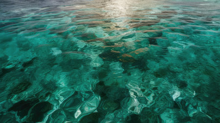 Surface of the sea with transparent turquoise water. Natural backgroundの素材