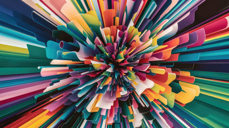 abstract 3d rendering of multicolored geometric shapes in perspectiveの素材