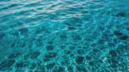 Blue water surface background with ripples and sun reflections. Water surface textureの素材
