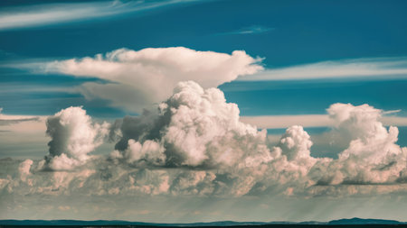 Cloudscape has been developing in gorgeous form. The sky is filled with beautiful clouds.の素材