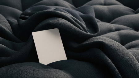 Blank business card mockup on fabric background. 3D Renderingの素材