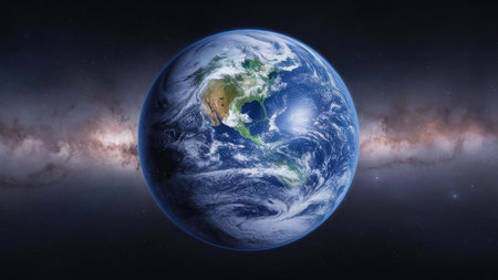 Earth from space showing the detail of the atmosphere. 3D renderingの素材