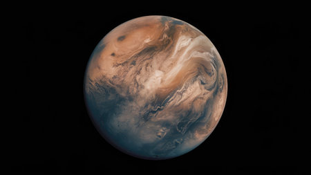 Planet Mars on a black background. 3d illustration. Elements of this image furnished by NASAの素材
