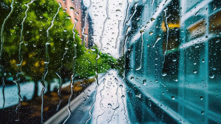 Raindrops on the glass of the car. Raindrops on the glass.の素材