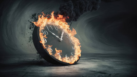 Time is running out concept with clock and smoke. 3d renderingの素材