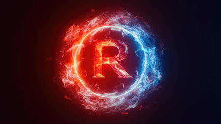 Burning russian ruble currency symbol. 3D rendering.の素材