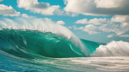 Surfing ocean wave at Bonaire island, Caribbean sea.の素材