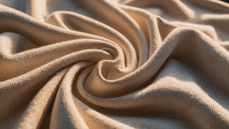 Crumpled beige fabric, close-up, abstract backgroundの素材