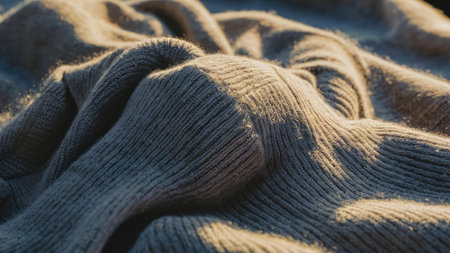 Crumpled woolen sweater as a background, close-upの素材