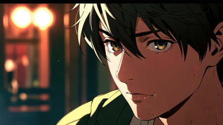 Portrait of a beautiful girl in a night city. 3D renderingの素材