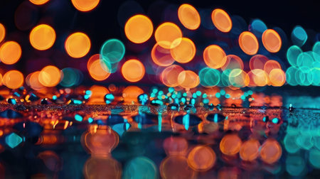 Colorful bokeh lights on black background. Abstract colorful background.の素材